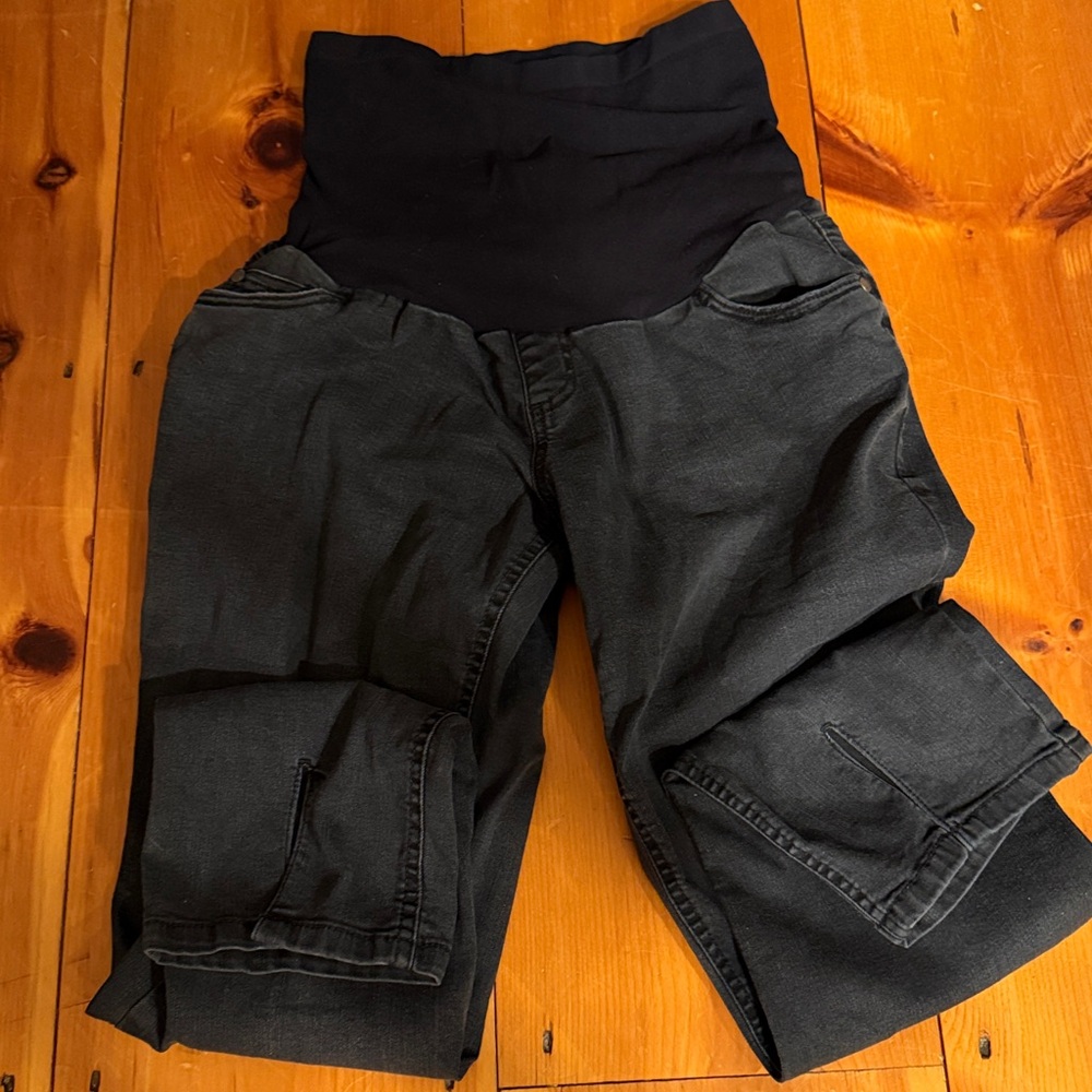Maternity jeans Indigo Blue over the belly Black Pants size Large